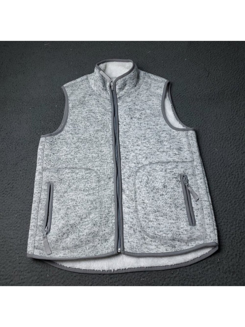 Thread + Supply Vest Womens S Small Gray Fleece Lined  Zip Up Jacket Casual